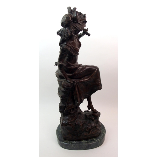 504 - After Louis Ernst Hottot (French  1834-1905) A bronze of a girl with binoculars