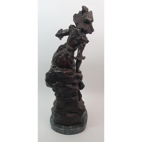 504 - After Louis Ernst Hottot (French  1834-1905) A bronze of a girl with binoculars