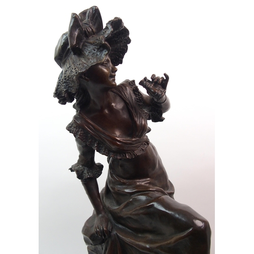 504 - After Louis Ernst Hottot (French  1834-1905) A bronze of a girl with binoculars