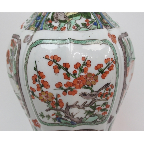 53 - A Chinese famille verte lobed octagonal vase