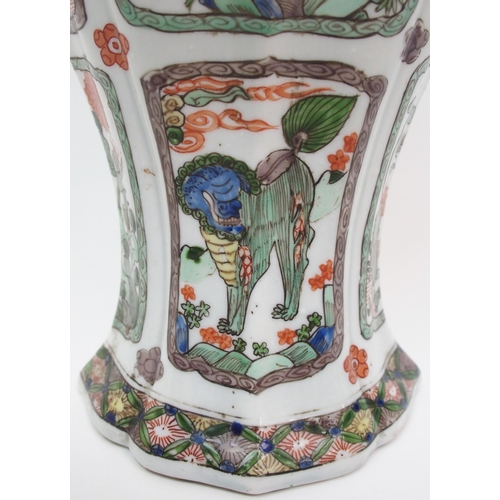 53 - A Chinese famille verte lobed octagonal vase