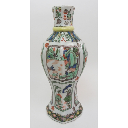 53 - A Chinese famille verte lobed octagonal vase