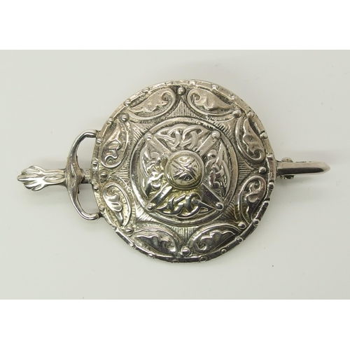 715 - A silver Alexander Ritchie shield and sword brooch