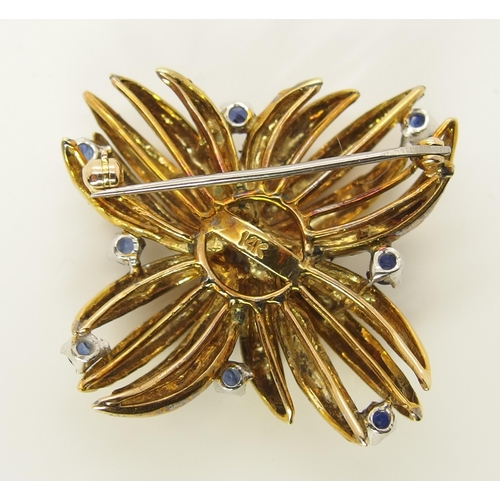 718 - A 14ct gold sapphire and diamond brooch