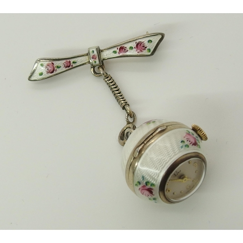 719 - A silver enamelled pendant watch