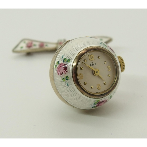 719 - A silver enamelled pendant watch