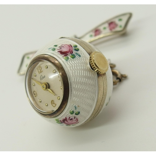 719 - A silver enamelled pendant watch