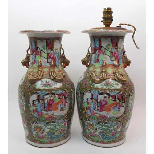 72 - A pair of Canton famille rose vases