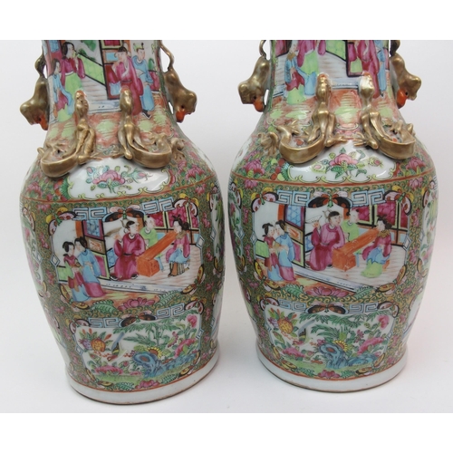 72 - A pair of Canton famille rose vases