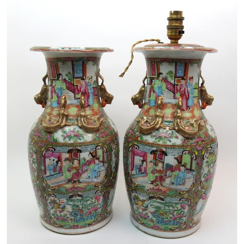 72 - A pair of Canton famille rose vases