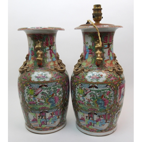 72 - A pair of Canton famille rose vases