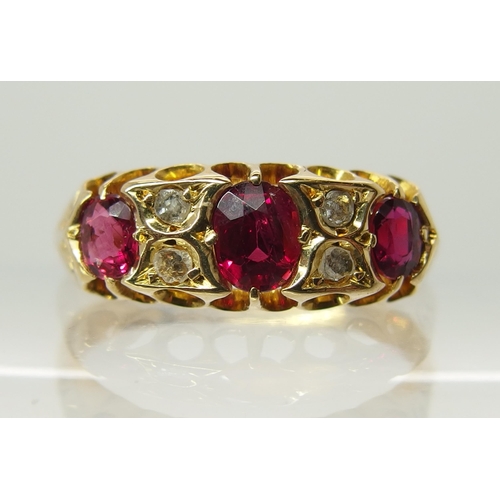 737 - An 18ct gold ruby and rose cut diamond ring