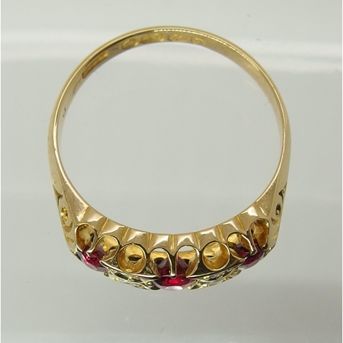 737 - An 18ct gold ruby and rose cut diamond ring