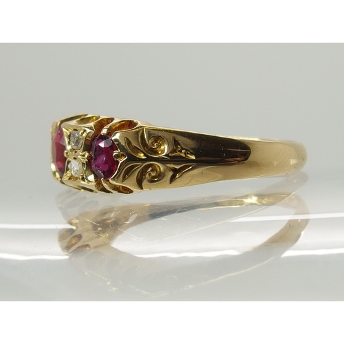 737 - An 18ct gold ruby and rose cut diamond ring