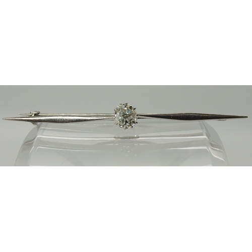 745 - A white metal mounted old cut diamond bar brooch