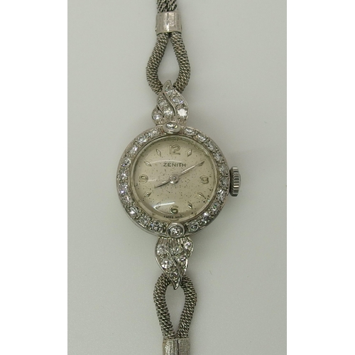 748 - A vintage ladies diamond set Zenith watch