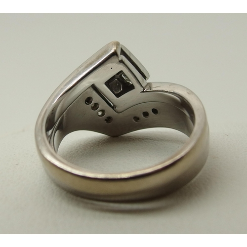 757 - An 18ct white gold and diamond bespoke wedding and engagement ring