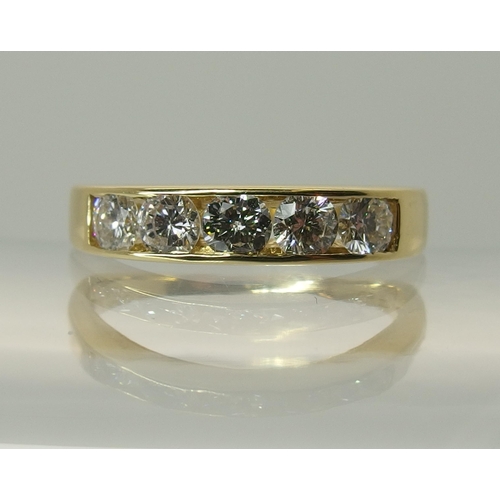 758 - An 18ct gold five stone diamond ring