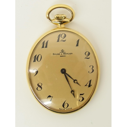 763 - An 18ct yellow gold Baume & Mercier pendant watch