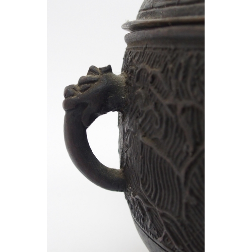 79 - A Chinese bronze censer and cover