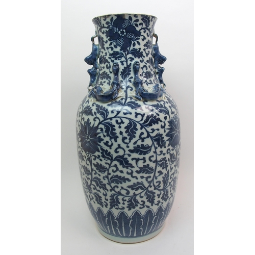 80 - A Chinese blue and white baluster vase