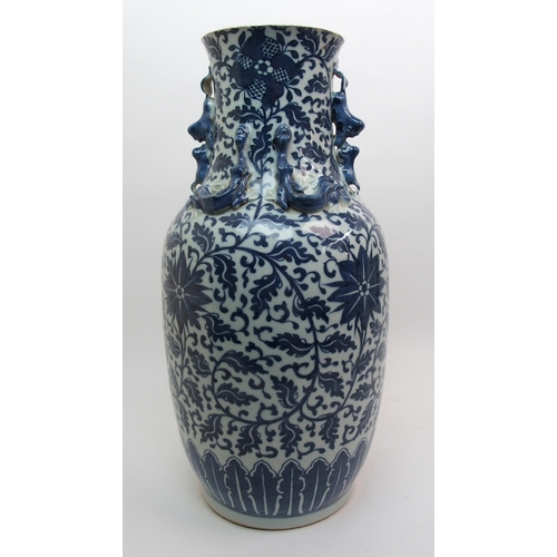 80 - A Chinese blue and white baluster vase