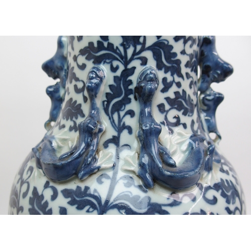 80 - A Chinese blue and white baluster vase