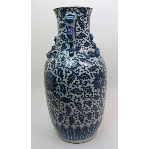 80 - A Chinese blue and white baluster vase