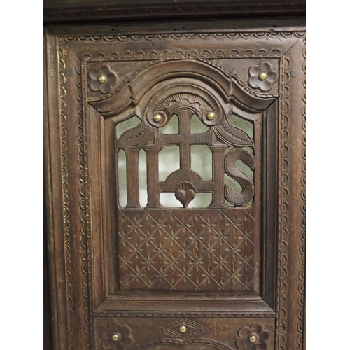 802 - A Continental staved and carved wood religious screen