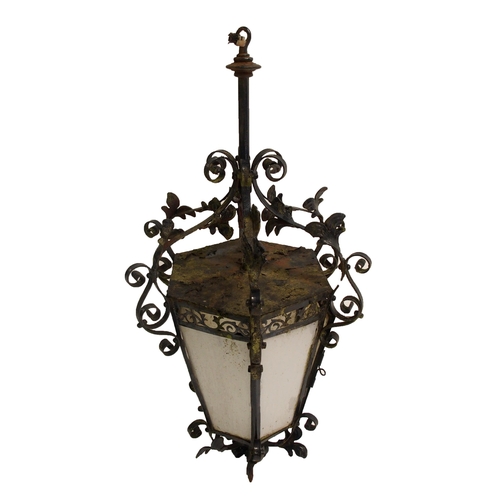 810 - A wrought iron hall lantern