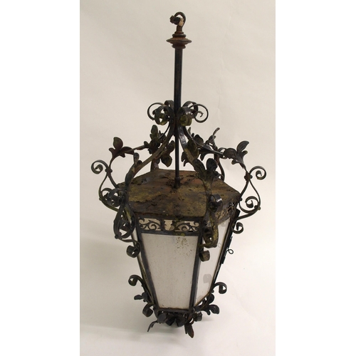 810 - A wrought iron hall lantern