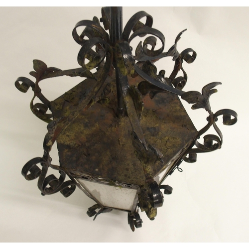 810 - A wrought iron hall lantern