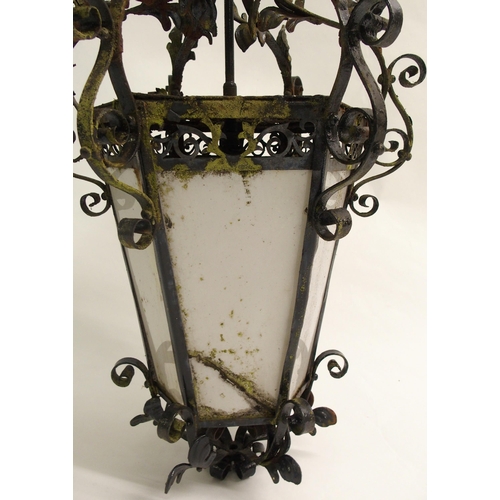 810 - A wrought iron hall lantern