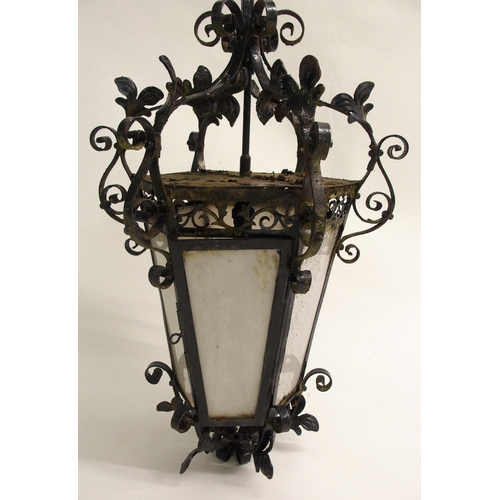 810 - A wrought iron hall lantern