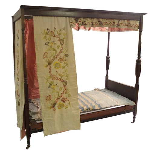 815 - An oak baronial style four poster single bed