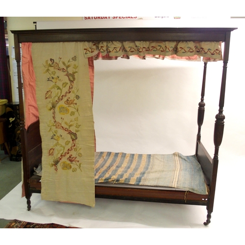 815 - An oak baronial style four poster single bed