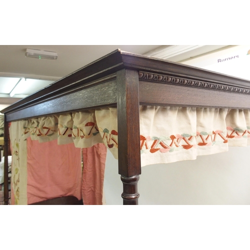 815 - An oak baronial style four poster single bed