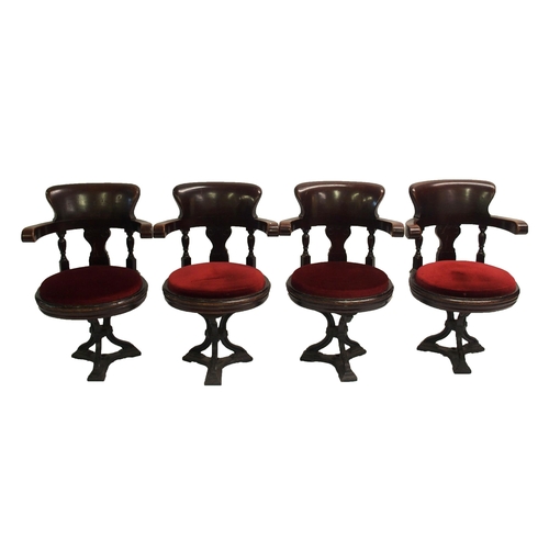 817 - Eight Victorian mahogany ships revolving armchairs