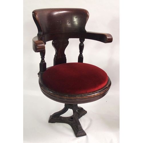 817 - Eight Victorian mahogany ships revolving armchairs