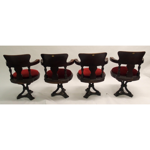 817 - Eight Victorian mahogany ships revolving armchairs