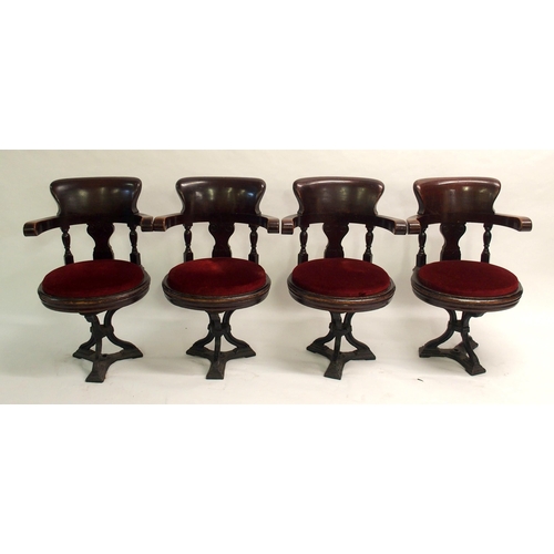 817 - Eight Victorian mahogany ships revolving armchairs