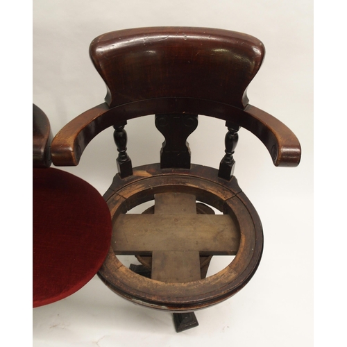 817 - Eight Victorian mahogany ships revolving armchairs