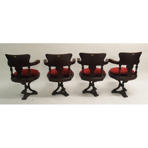 817 - Eight Victorian mahogany ships revolving armchairs