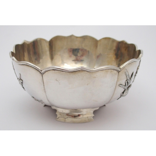 82 - A Chinese silver lobed bowl