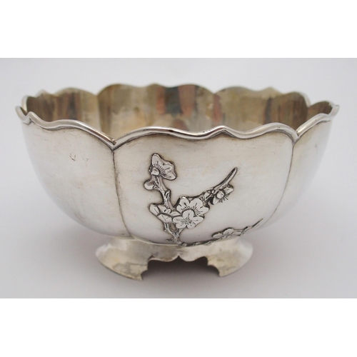 82 - A Chinese silver lobed bowl