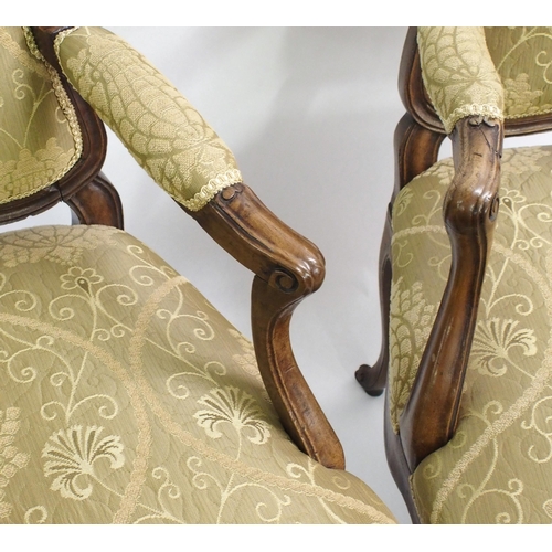 821 - A set of six Spanish walnut armchairs