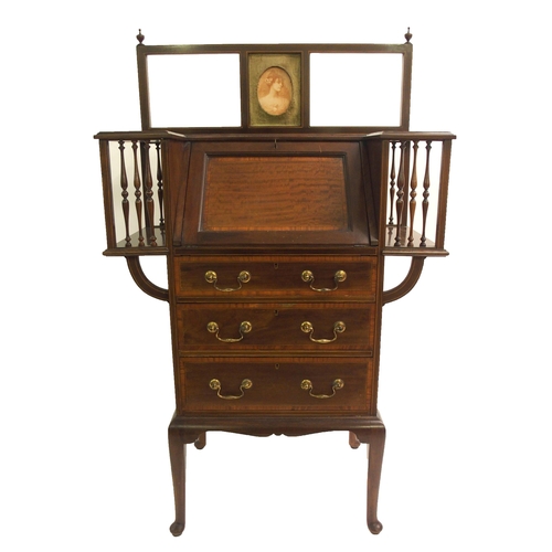 822 - An Edwardian mahogany and satinwood inlaid ladies writing desk