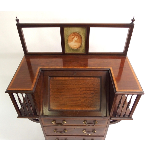 822 - An Edwardian mahogany and satinwood inlaid ladies writing desk