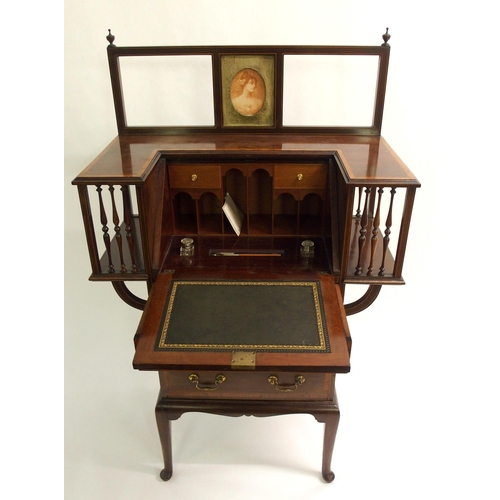 822 - An Edwardian mahogany and satinwood inlaid ladies writing desk