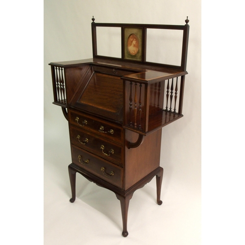 822 - An Edwardian mahogany and satinwood inlaid ladies writing desk